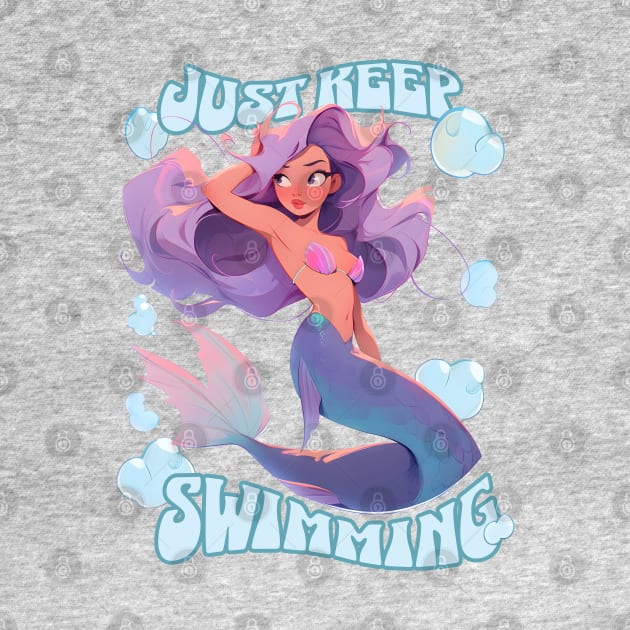 Just keep swimming cute purple hair mermaid by snipcute